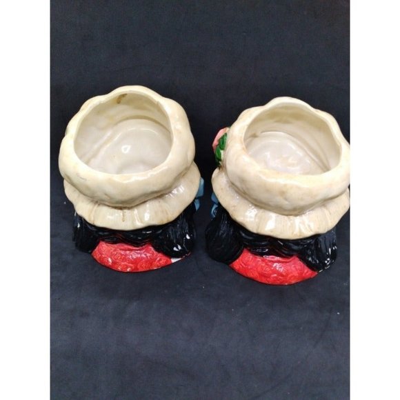 Two Vtg Enesco Japan Set of Strawberry Shortcake style Girls Head Planter vases - Picture 2 of 16